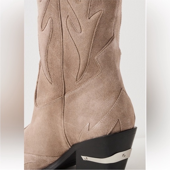 ANINE BING Mid Calf Tania Boots Taupe Western - Picture 3 of 5